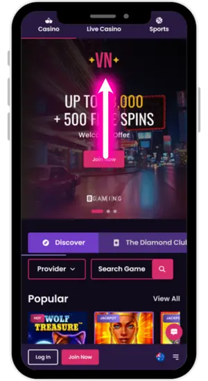 VegasNow Casino official login page Australia